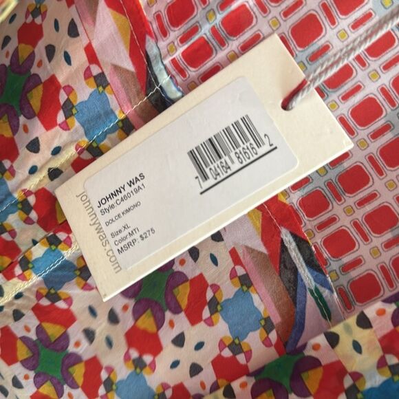 Johnny Was Kimono Red Mixed Print XL - Picture 8 of 9